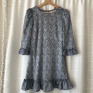 Mi Ami small cheetah dress with 3/4 ruffle sleeve and bottom